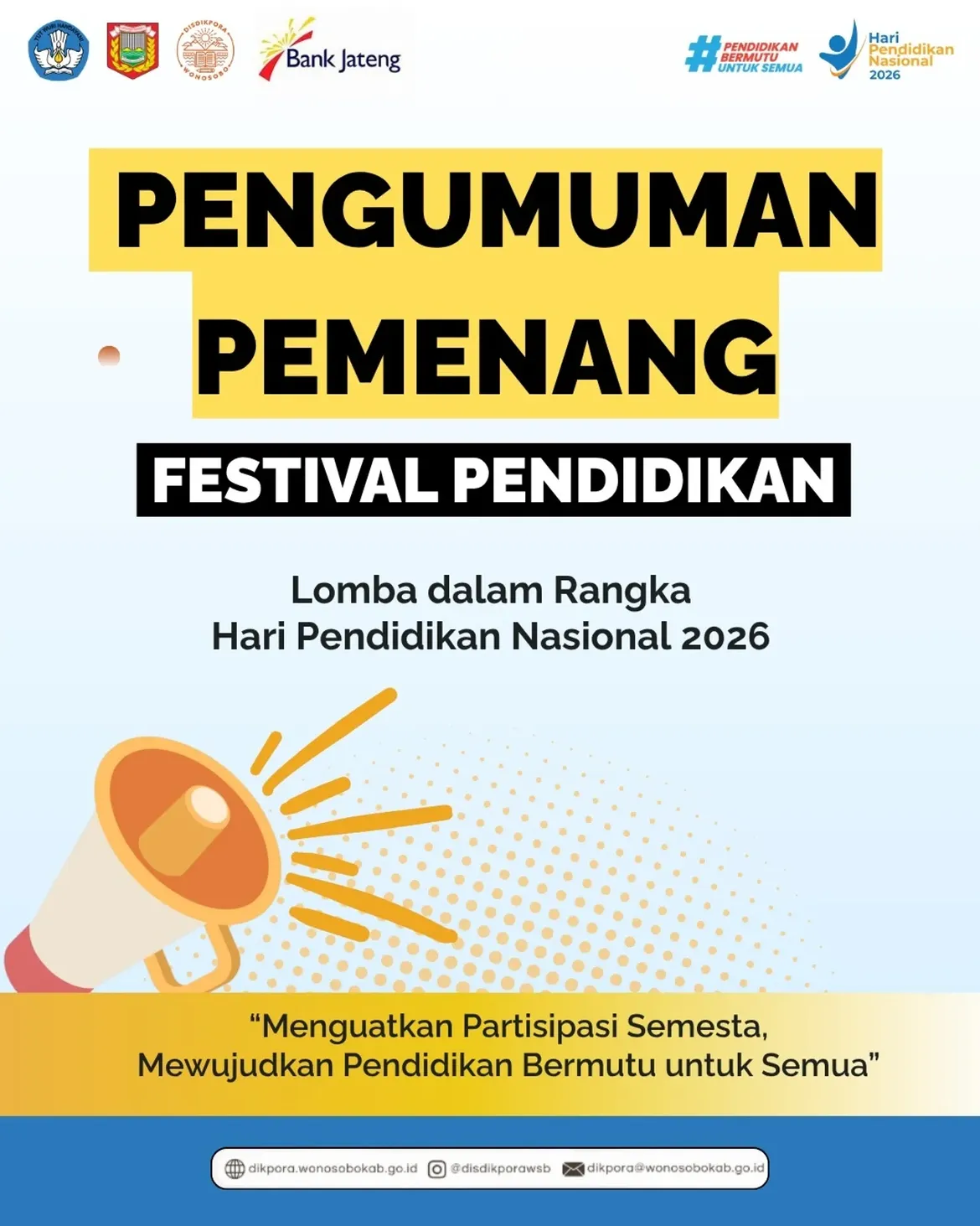Pengumuman Pemenang Festival Pendidikan dalam Rangka Hari Guru Nasional Tahun 2026