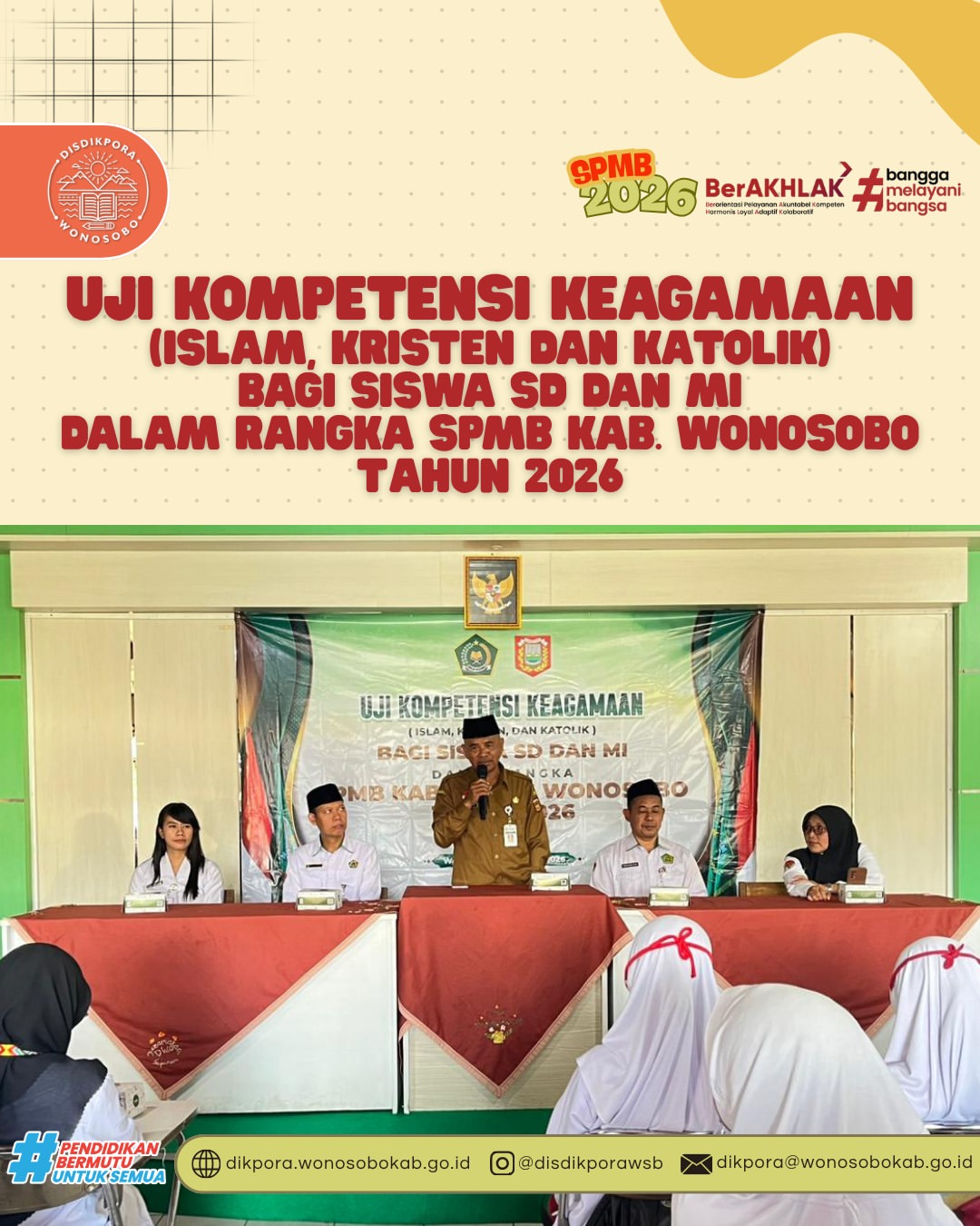 Uji Kompetensi Keagamaan dalam rangka SPMB SMP Negeri di Kabupaten Wonosobo Tahun 2026